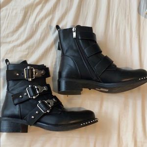 Buckled biker boots